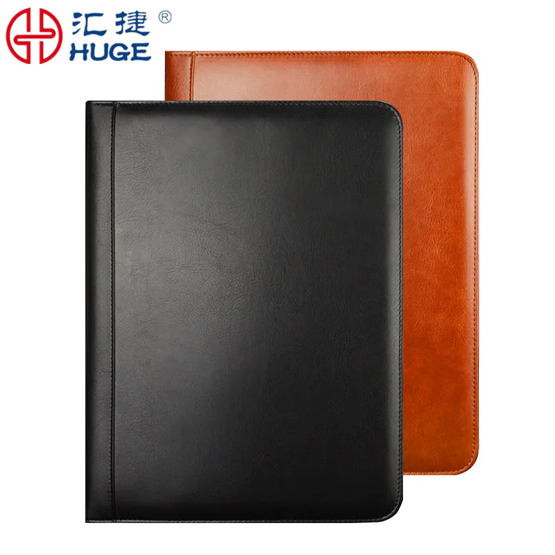 A4 MultiFunctional Key Rings China Leather Document Folder Portfolio Folder with Zipper
