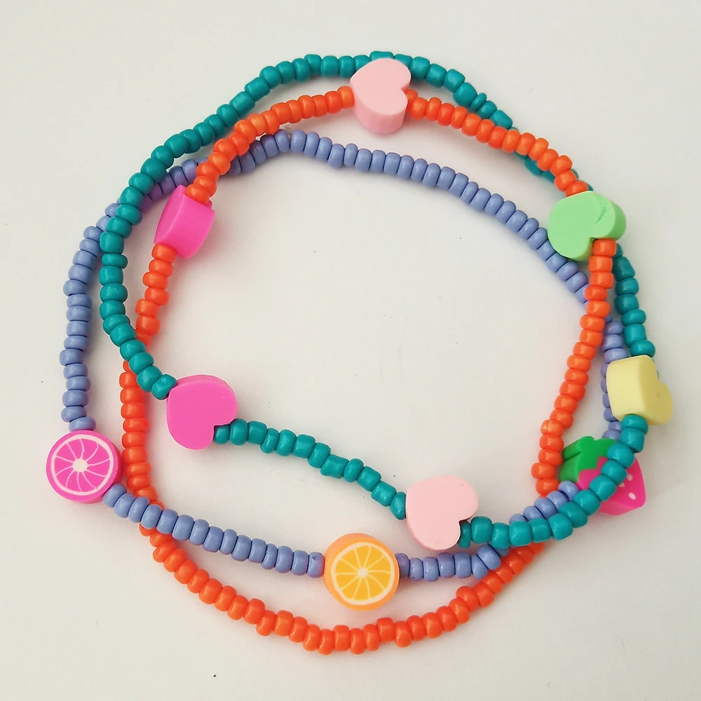  Liberty Gifts hand crafts elastic beaded mixed colors anklets heart shape wrist decoration bracelet summer beach
