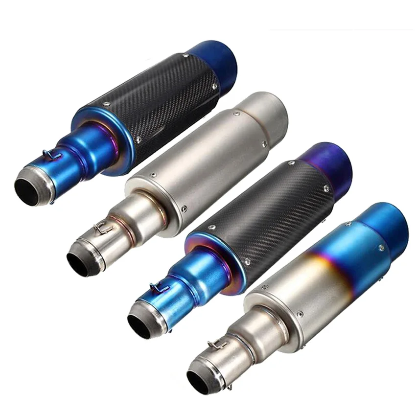 51mm Diameter Interface Stainless Steel Body Carbon Fiber Cover 300cc Displacement Motorcycle Exhaust System Muffler Pipe