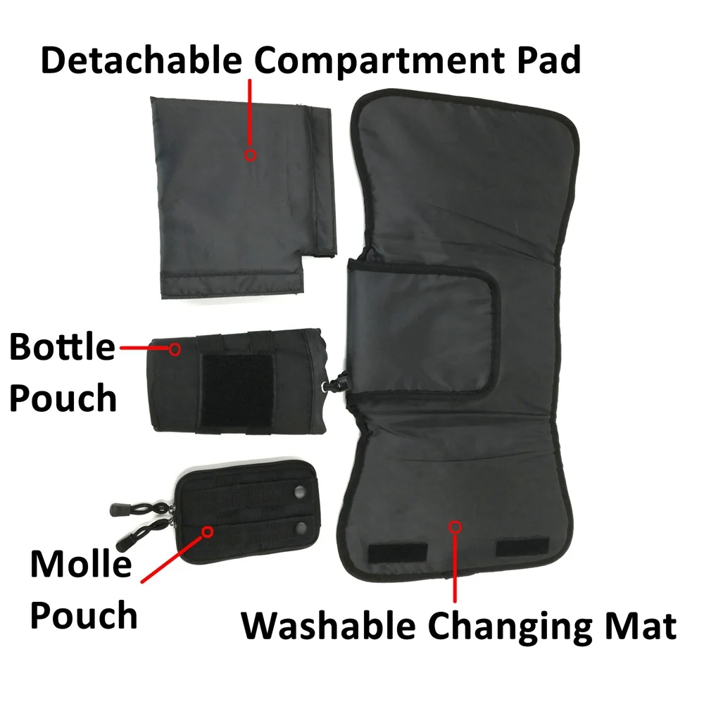 Tactical Large Capacity Mummy Multi Pocket Daddy Baby Diaper Bag with Stain-Resistant