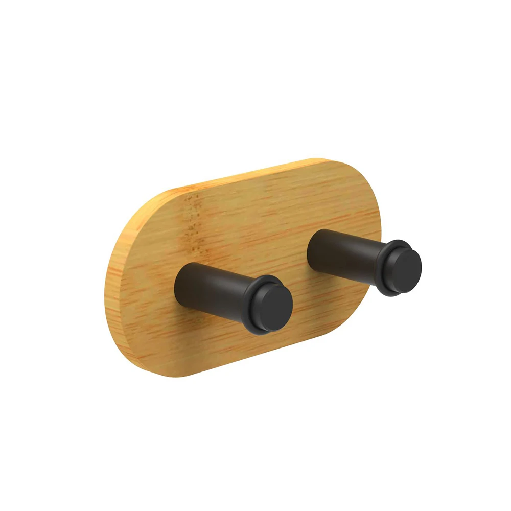 Bathroom Kitchen wall mounted bamboo self adhesive towel rack ring holder