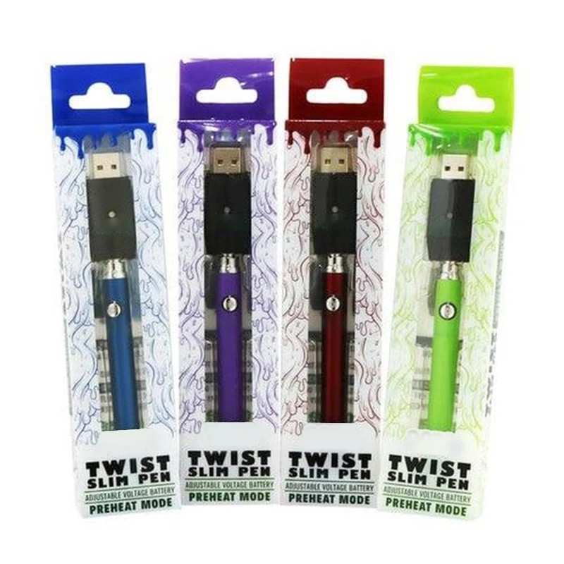 
Private label twist slim pen variable voltage 350mah cbd vapes pen 510 thread battery with micro usb 