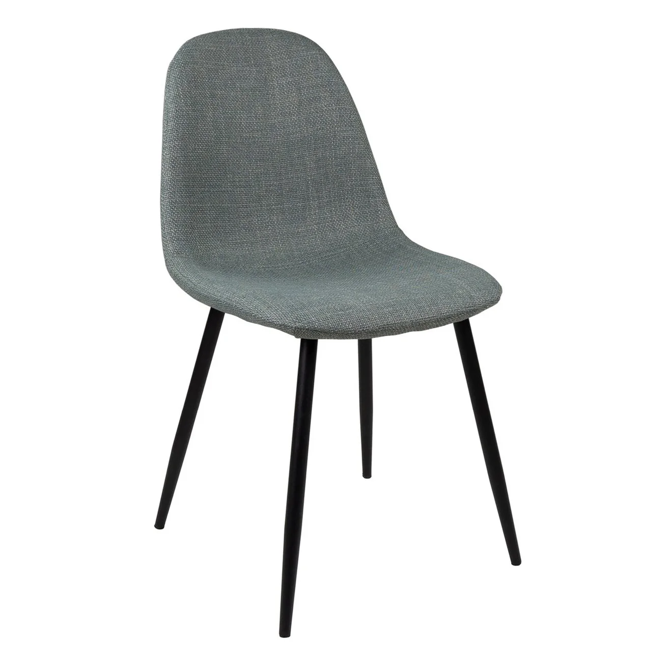 Modern simple cheap comfy grey linen fabric side dining chair with metal feet