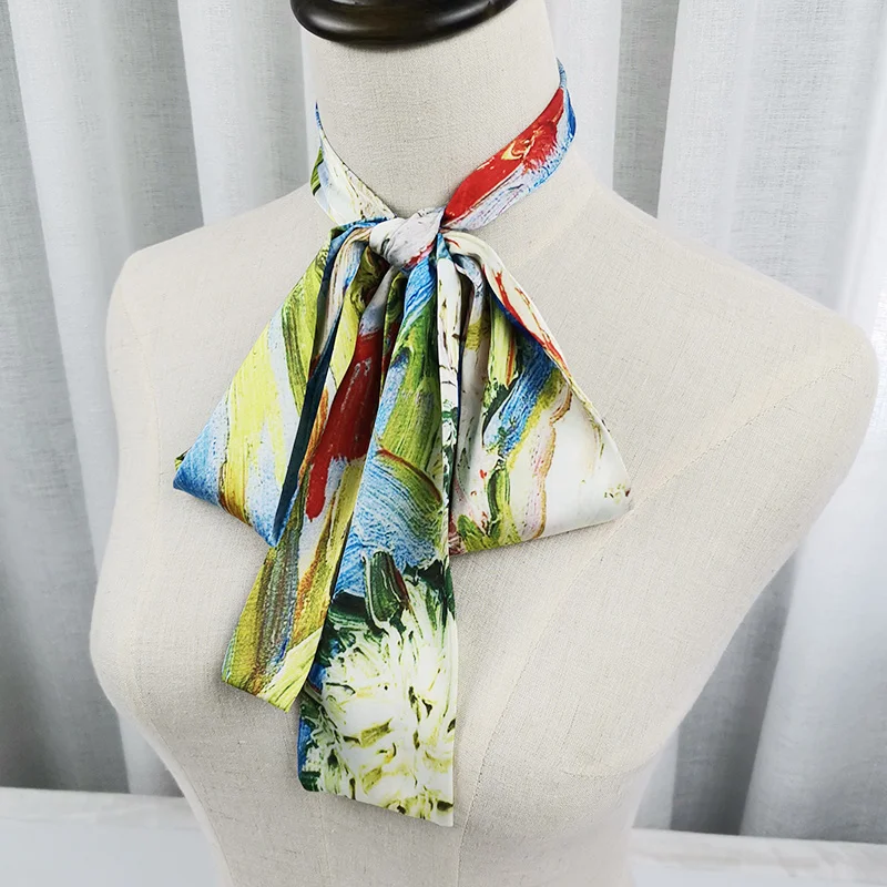 Шелковый шарф Женский саржевый большой квадратный с принтом масляной живописи для отдыха и путешествий