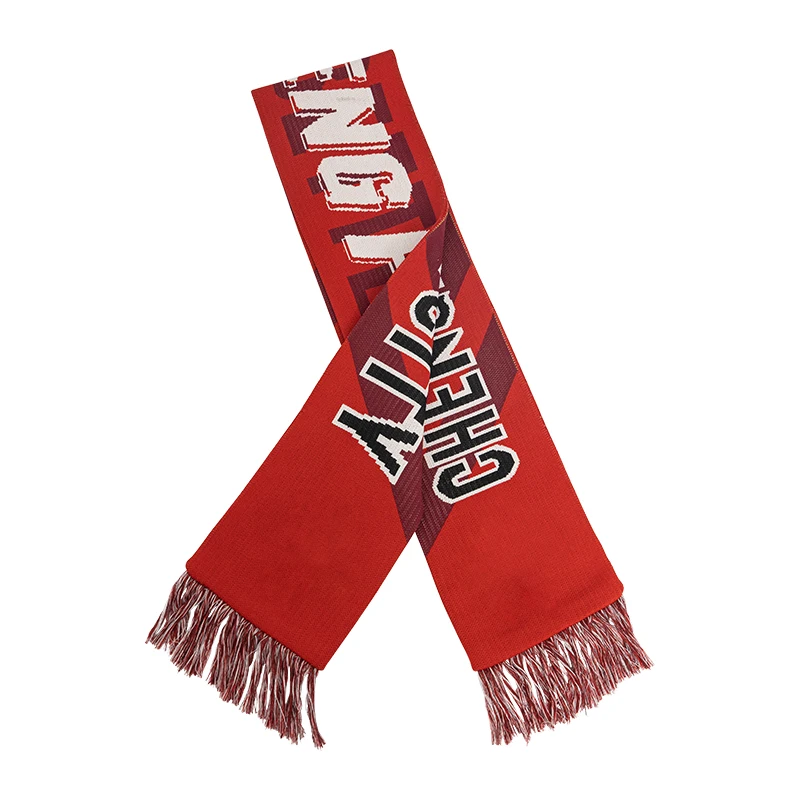 New Trend Fashion Winter Football Scarf Custom Logo Soccer Jacquard Polyester Knitted Scarves for Women