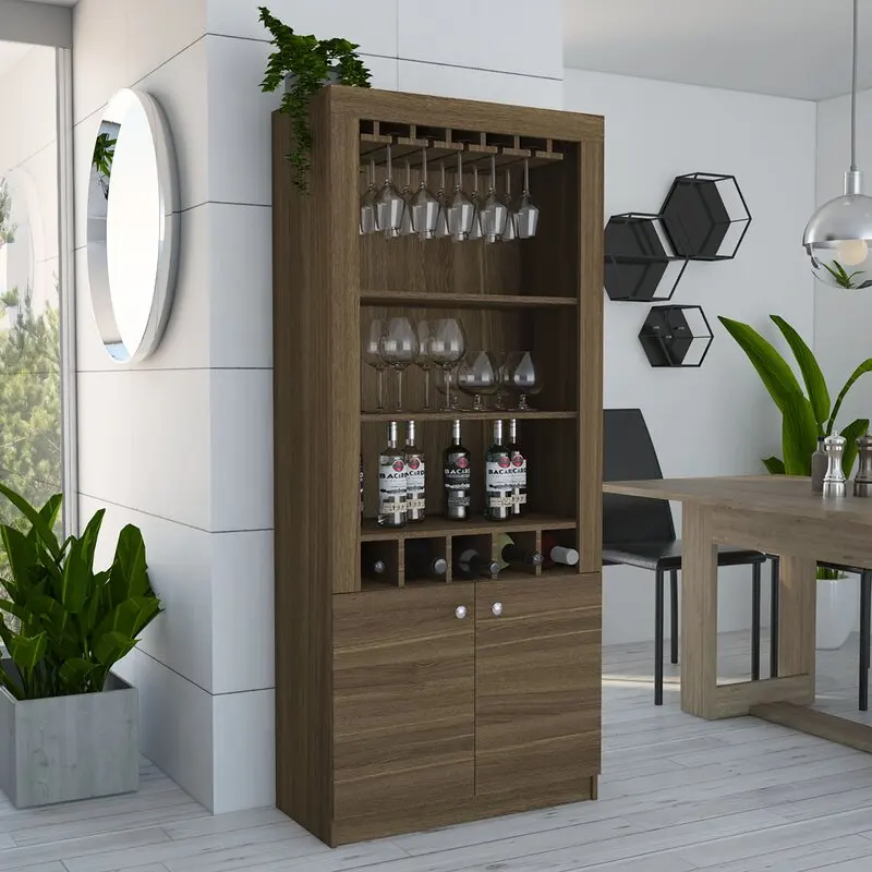 Bar Cabinets Kitchen Home Wood With Rack  Storage Glass Liquor Wall Wooden Led Industrial Cabinet