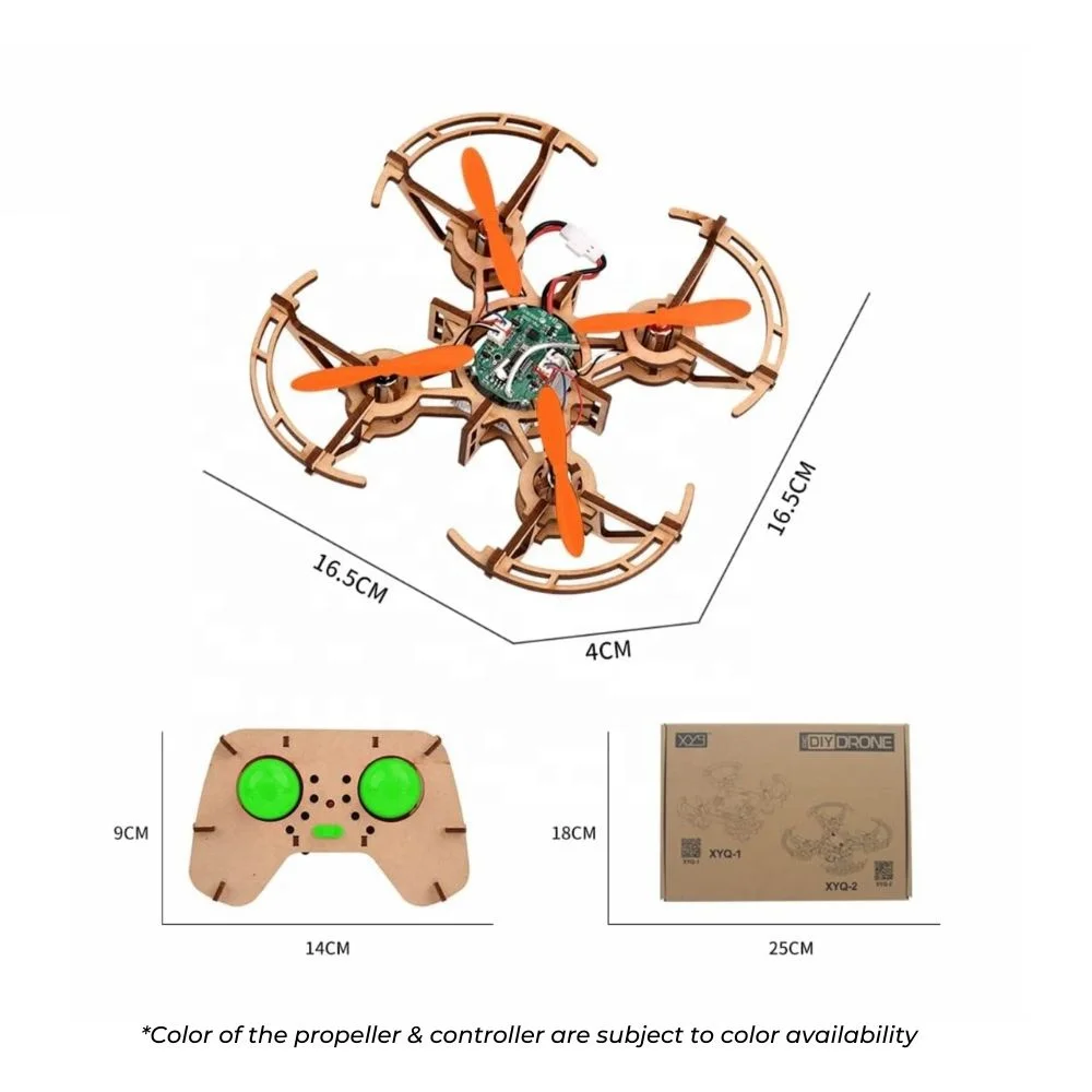 DIY Wooden Building Drone Quadcopter Assemble RC Drones Kit Set Creative Toy Education For Students Teaching Kids