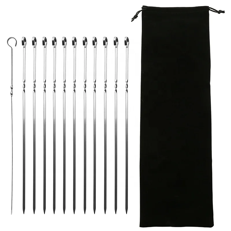 Bbq Accessories Skewers 201 Stainless Steel Stick Skewers Grill Sticks for BBQ,Shish,Chicken,Shrimp,Kabob,Party Essentials