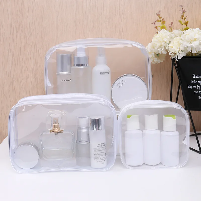 Custom Logo Waterproof Travel Large Capacity Wash Jelly Pvc Bag Transparent Pvc Cosmetic Bag