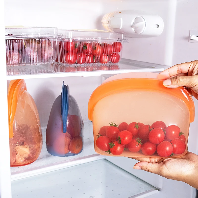 Силиконовые пакеты для хранения пищевых продуктов экологически чистые Моющиеся Многоразовые силиконовые холодильника