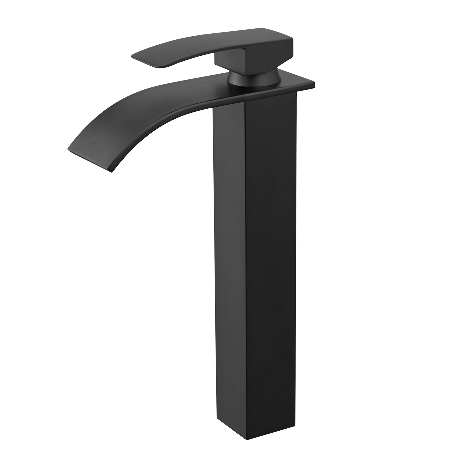 Simple Style Toilet Faucet Matte Black Brass Tall Single Handle Waterfall Bathroom Sink Faucet Wash Basin Faucet