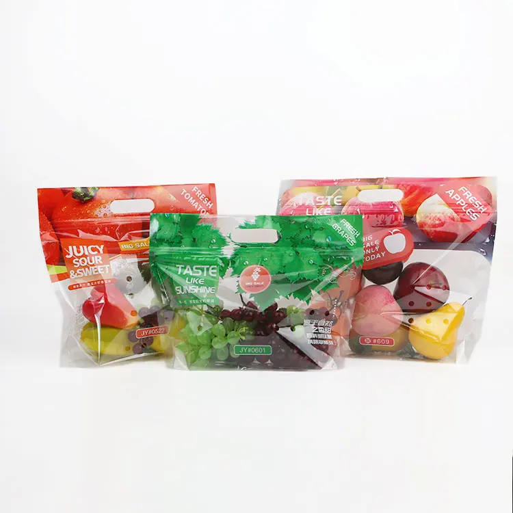 Fresh Fruits Vegetables Packaging Pouch For Vegetable Transparent Fruit Packaging Bag