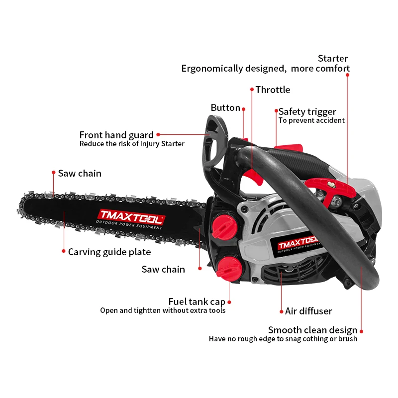 New 25cc Carving Handheld Gasoline Chain Saw Wood Cutting Machine Chain Saw