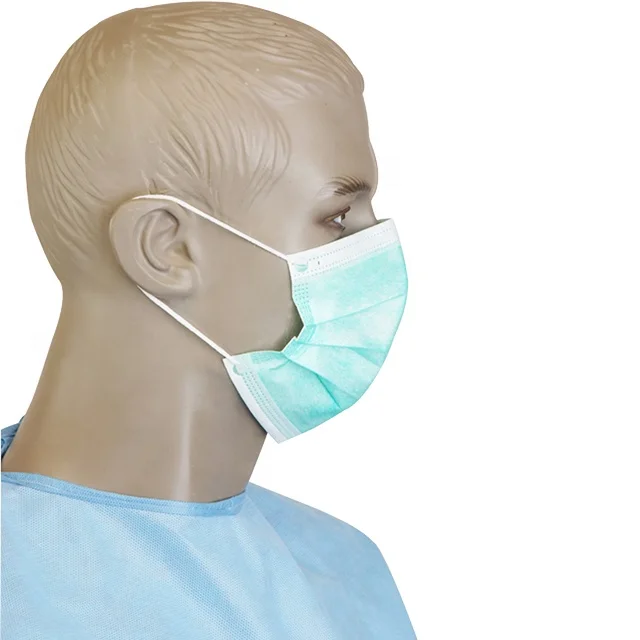 3 Ply Non Woven Disposable Face Masks 50Pcs Earloop Facemask Nose Blue Masker 3 Ply Disposable Face Mask Green White Mask