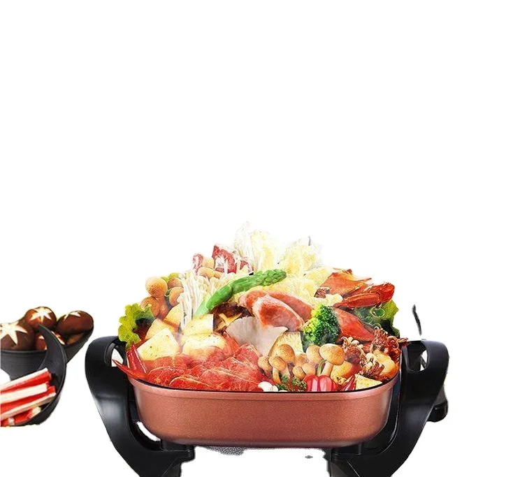hot seller electric square pan Non-stick Frying pot with high temperature glass lids smokeless hotpot with wholesale price