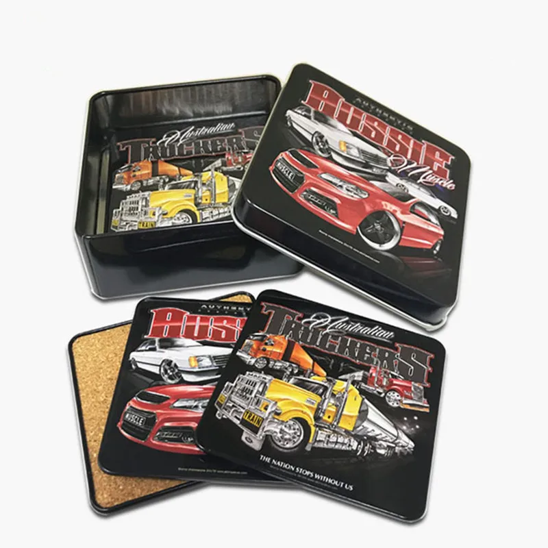 Jutien Factory Custom Made Wholesale Metal Tin Cup Mat Cork Coaster For Drink