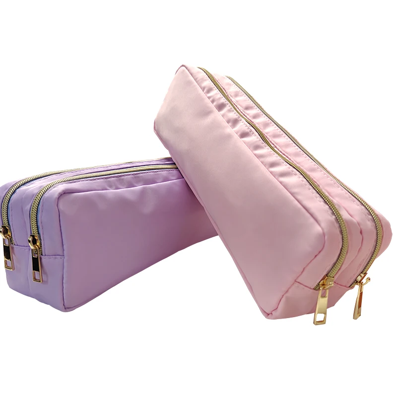 New Style Personality Custom Kids Pencil Case With Double Zipper Nylon Durable Double layer Large Capacity School Stationery Bag