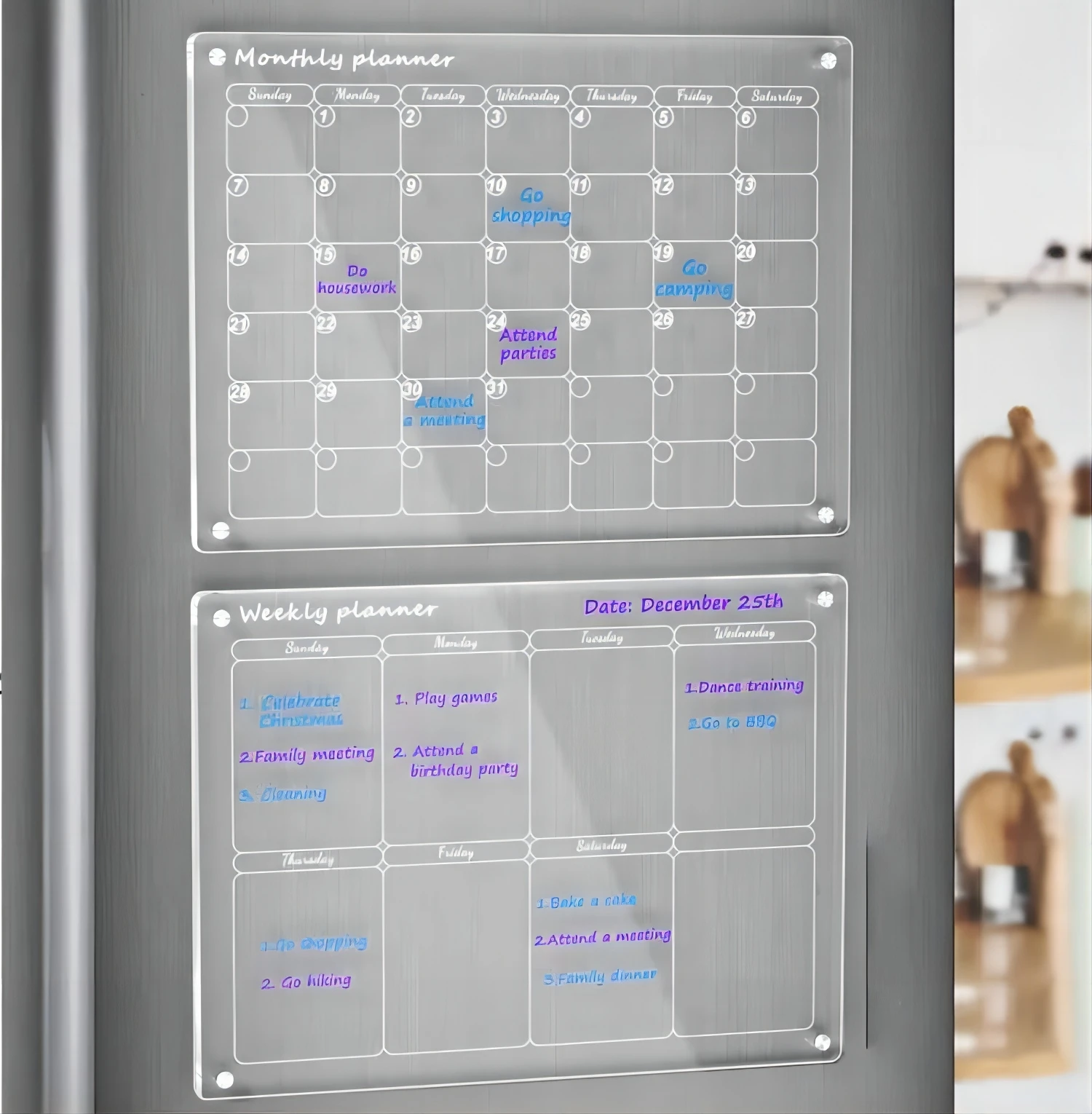 Custom Magnetic Monthly Display Acrylic Calendar Dry Erase Plastic Planner Wall Lucite Plexiglass Fridge Calendar For Fridge