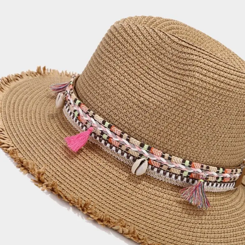 Hollow Straw Hat Outdoor Beach Wide Brim Surfing Beach Protective Hats Summer Hollow Straw Wide Brim Straw Hat