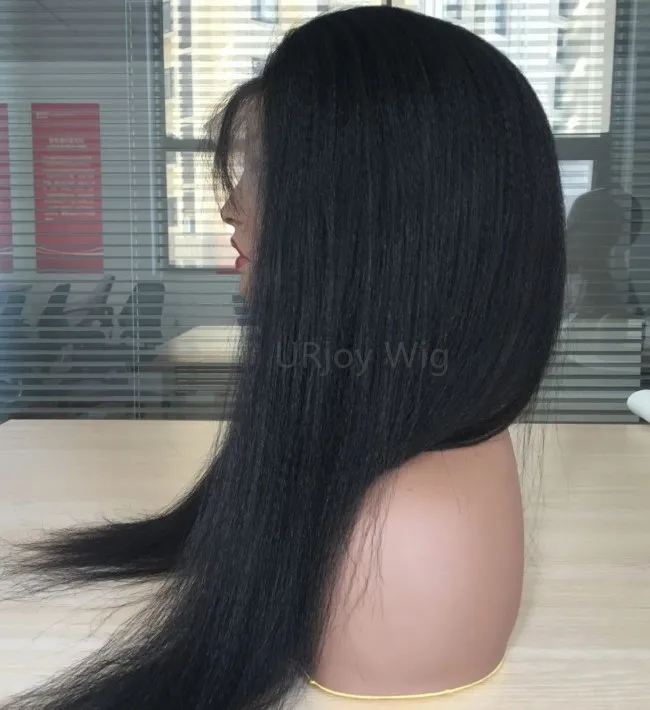 Natural Color Yaki Straight 100 Human Hair Brazilian Virgin Hair Celebrity Wigs Full Lace wig for Black Woman Free Shipping