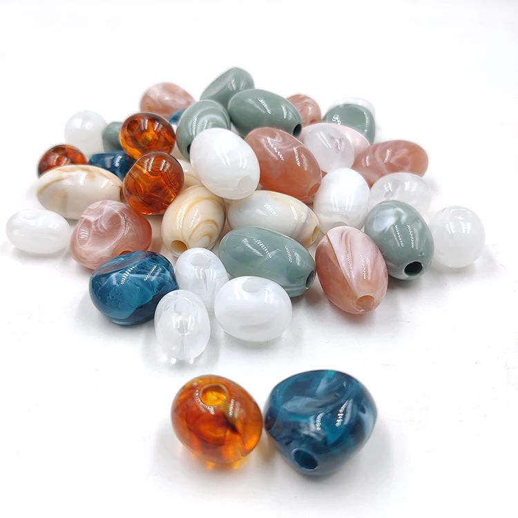 Wholesale Fashion Irregular Shape Multi Color Custom Bead Acrylic Plastic Amber Resin Beads For Necklace And Bags