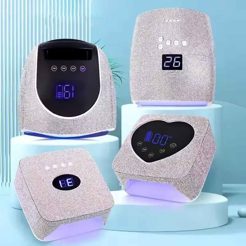 Diamond 72w Heart-shaped Touch Screen Rechargeable Uv Led Nail Lamp Cordless Wireless Professional Gel Nail Light Polish Dryer