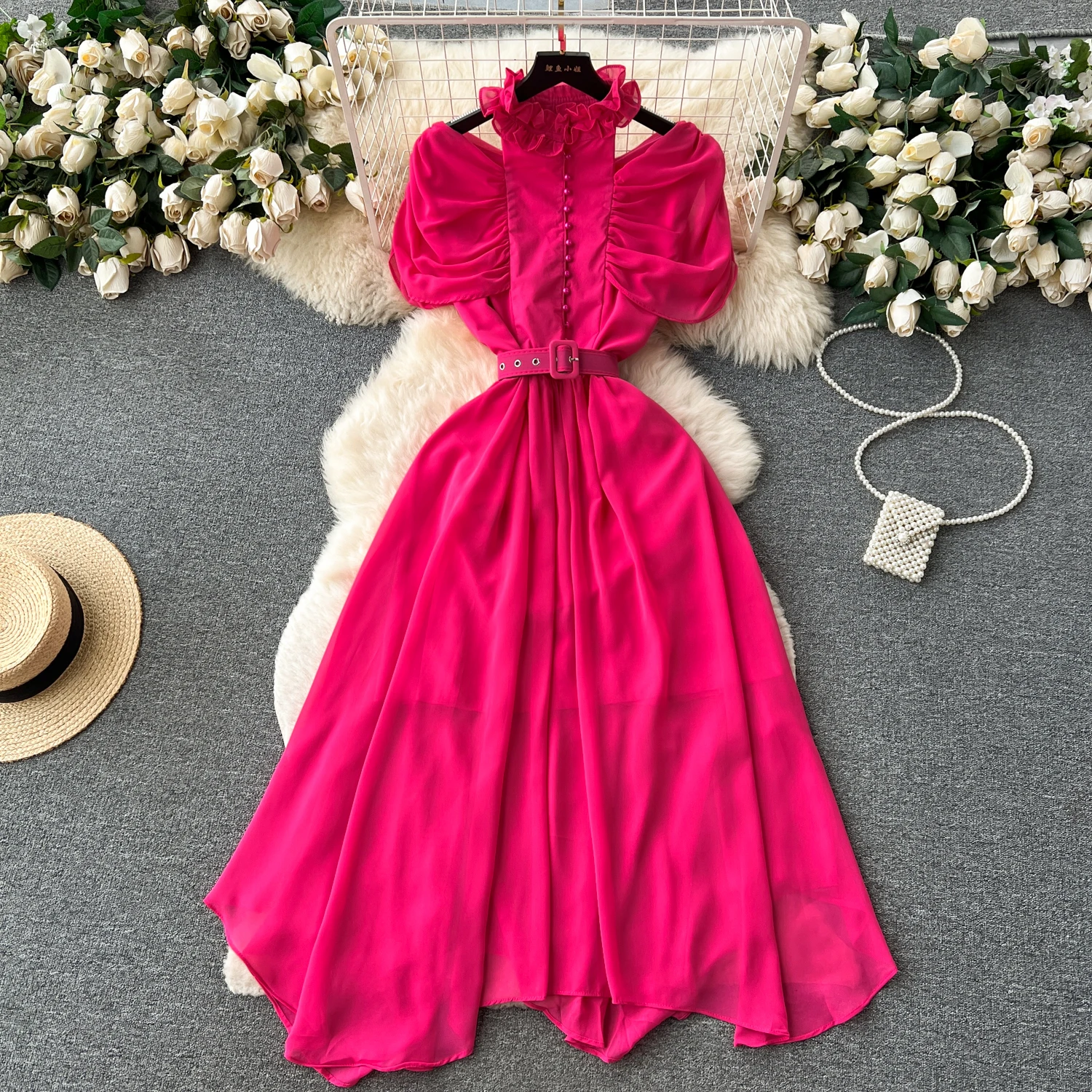 High Quality Casual Tunic Slim Midi Dress For Women Empire Hollow Out Lace Dresses Ladies Elegant Dresses Clothes Women
