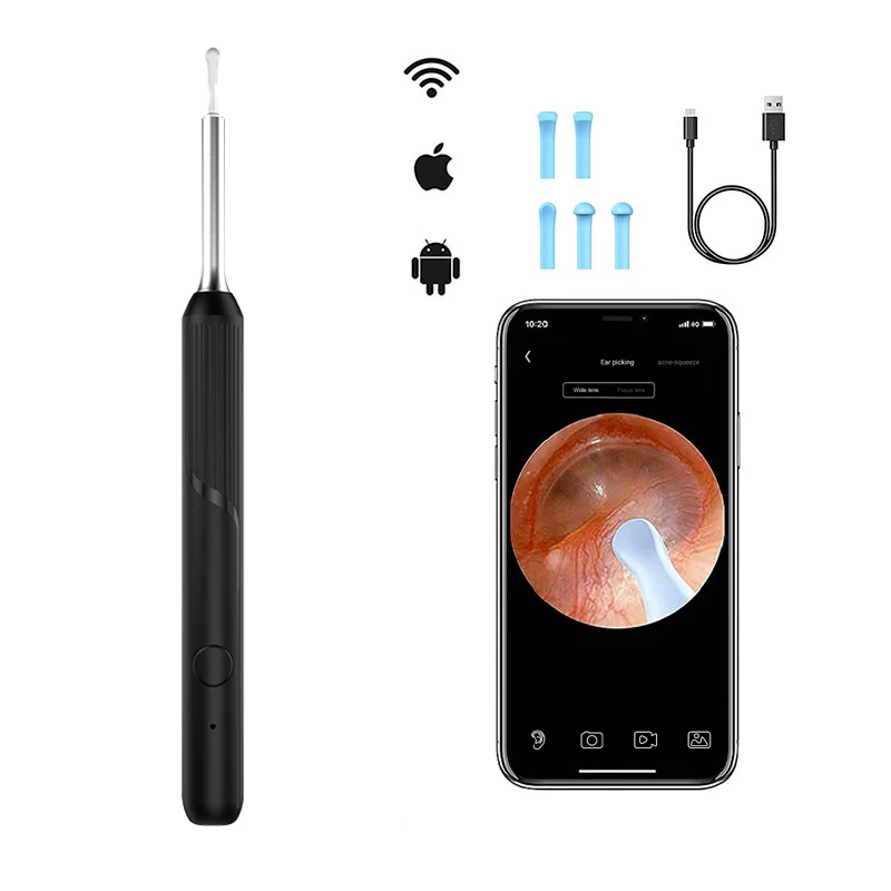 High Quality 800W Ultra HD 3.5mm Plugs Baby Cleaner Syringe Stainless Steel Ear Wax Removal