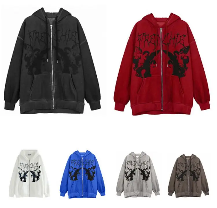 Men Women Long Sleeve Streetwear Oversize Sweatshirt Loose Sweat A Capuche Zipper Fashion Sublimated Hoodies With Zipper