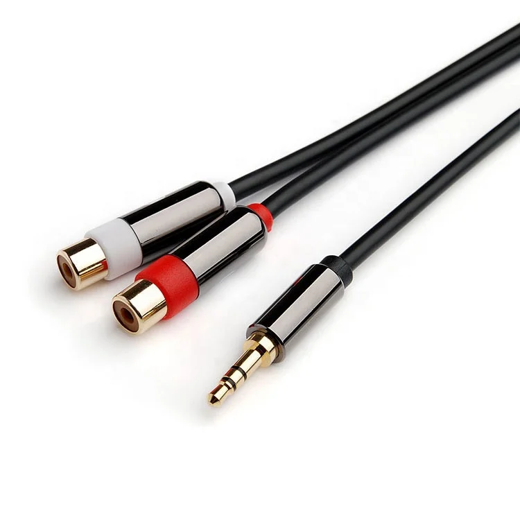 Aluminum Shell 3.5mm male to 2-Female RCA Stereo Audio for Home Theater