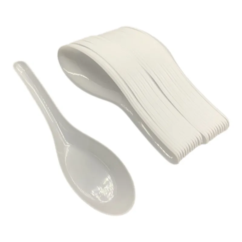 Disposable Dining Asian Soup Spoons Chinese Spoon White Plastic Heavyweight Spoon For Restaurants