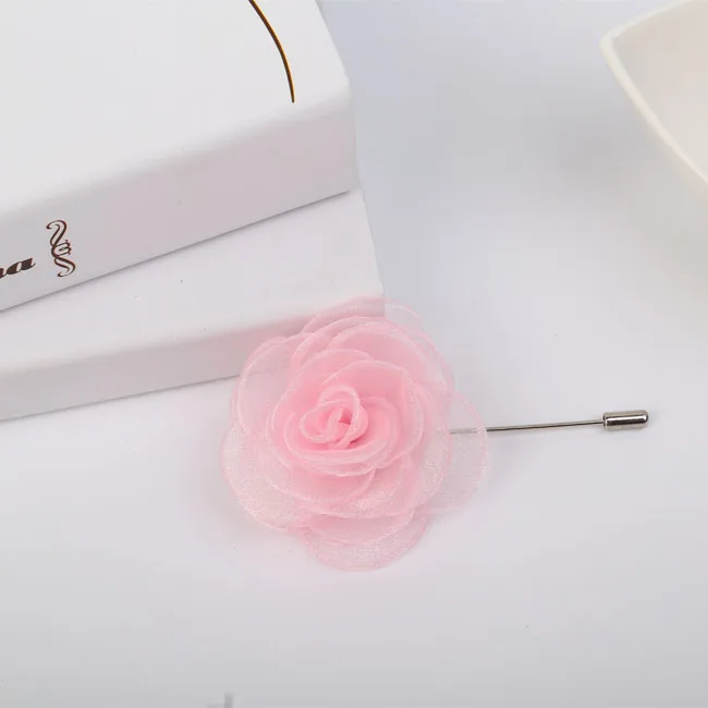 xiamen handmade flower webbing chiffon brooch pin