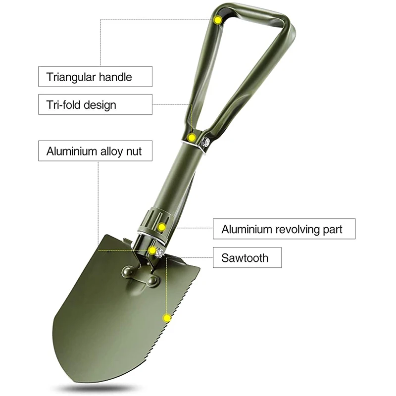 High Quality Portable Multi-function Survival Outdoor Tool Folding Mini D Handle Military Camping Folding Shovel