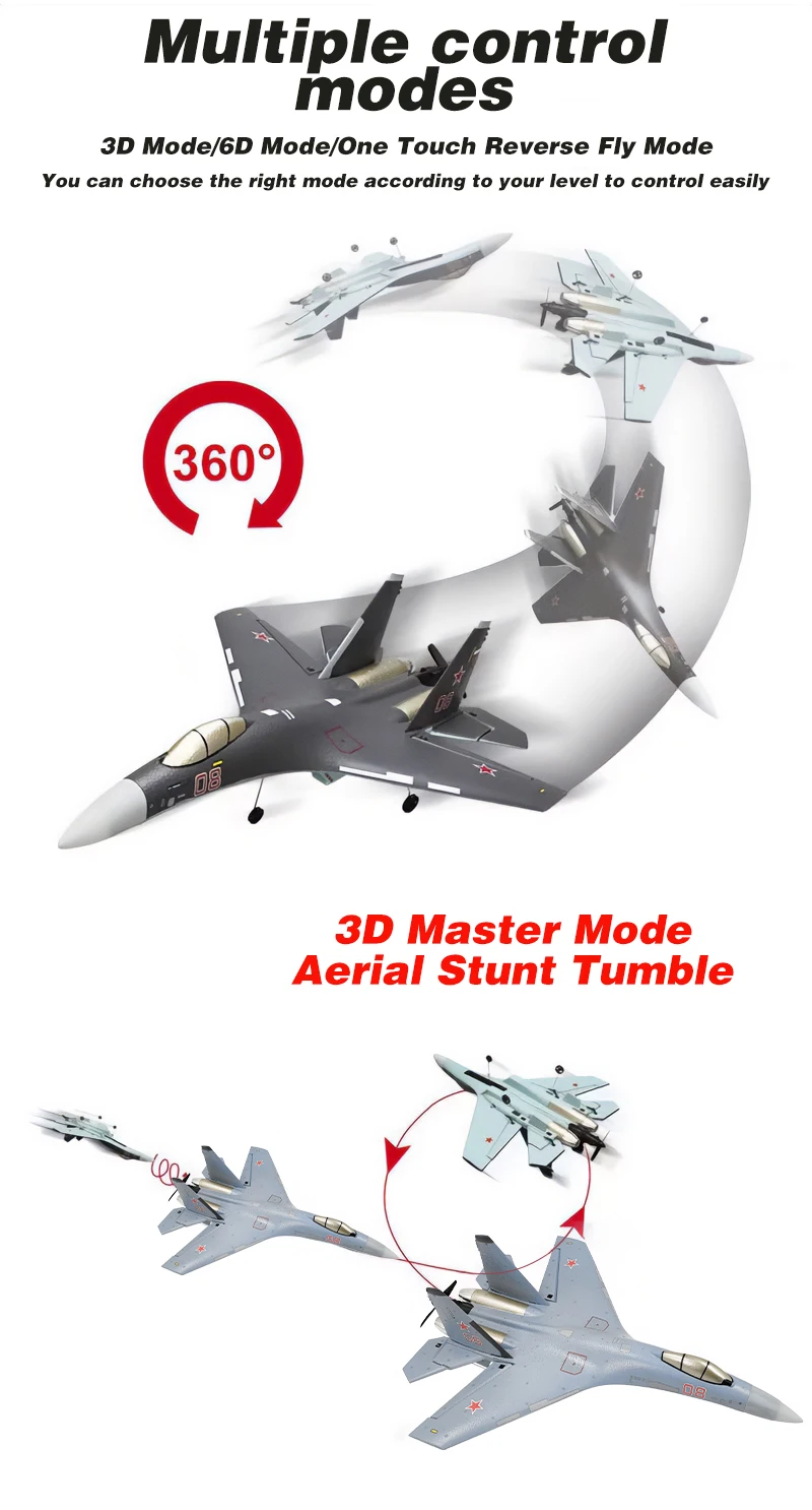 RC Plane QF009 RC Airplane SU35 2.4G 4CH Remote Control Toys with LED Radio Control Glider Fixed Wing Foam Outdoor Toys