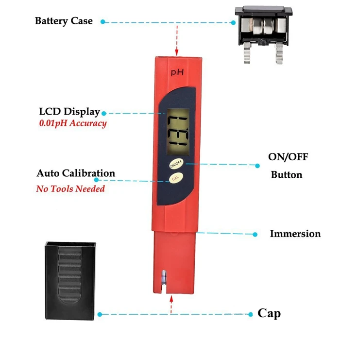 New Selling Digital PH Meter Automatic Calibration 0.01 Water Quality Test PH-02
