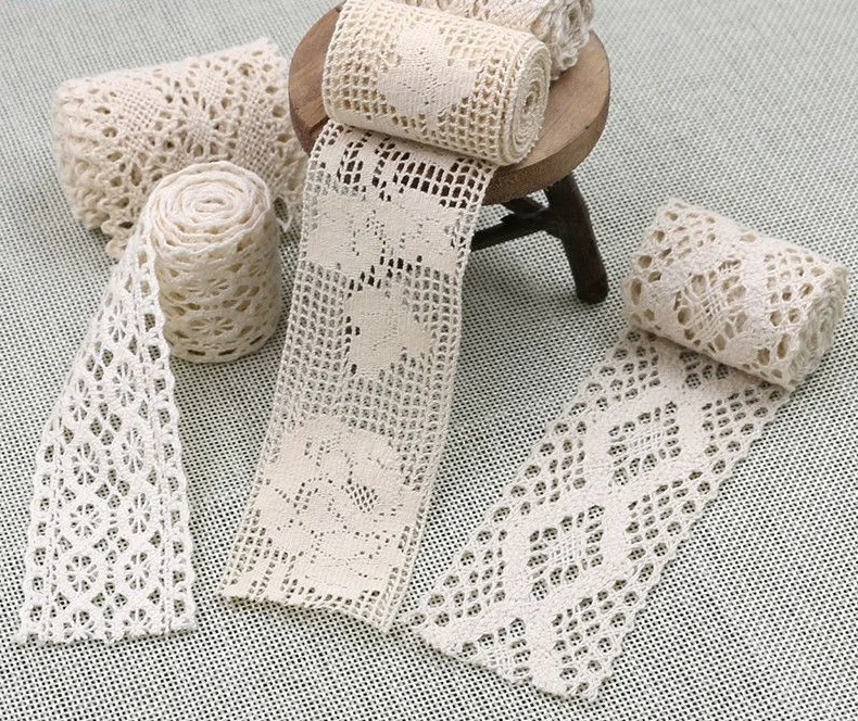 2.5cm Textile Garments Accessories White Custom Decorative Rigid Crochet Cotton Antique Leaf Lace Cording