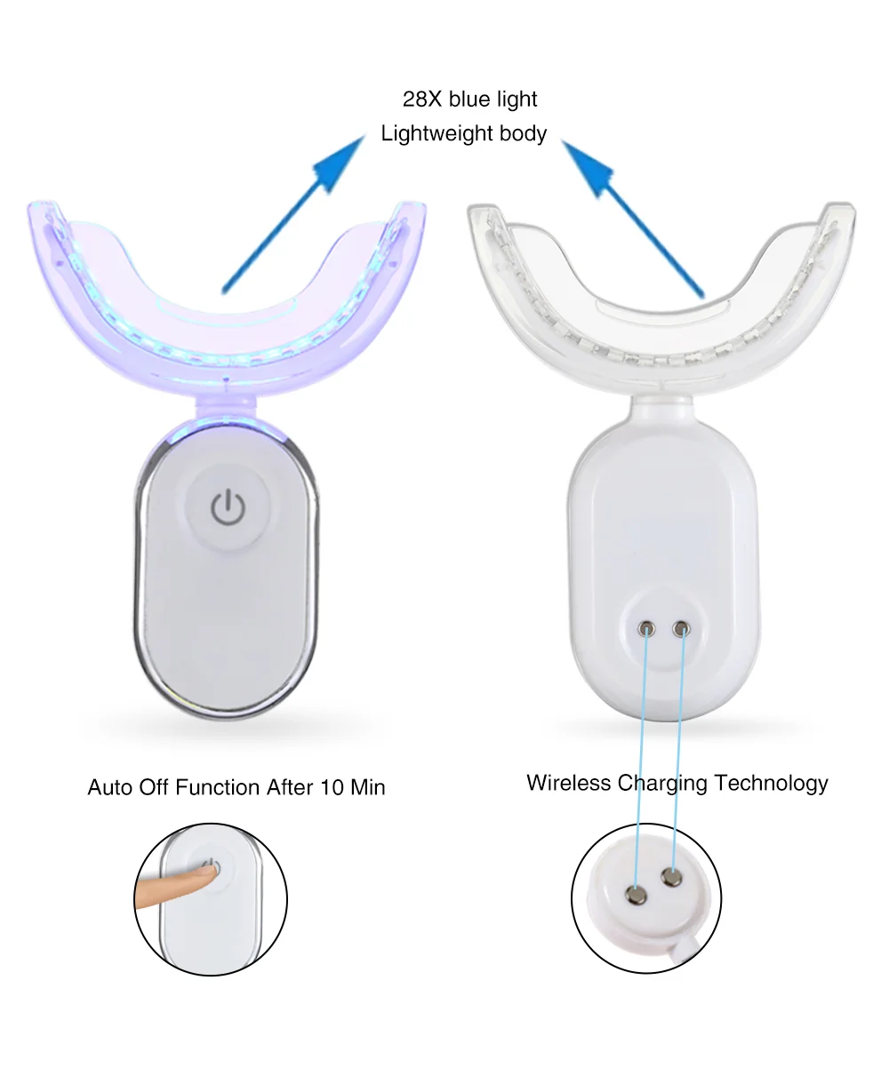 oem package wireless rechargeable 28leds teeth whitening light teeth whitening refill kit