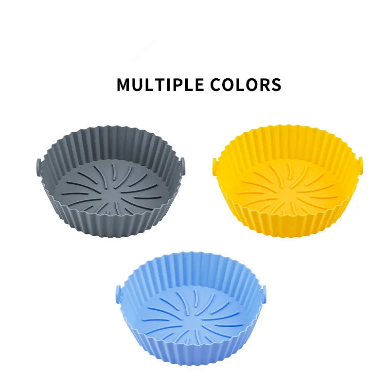 Saffron Cheap Silicone Air Fryer Pots Reusable Baking Tray Liners factory price round baking pans for air fryers