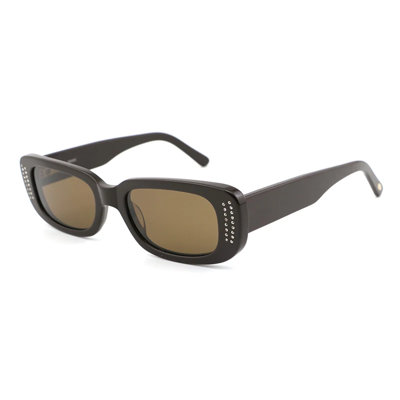 High quality trendy rectangle ingredient vintage acetate wide temple sunglasses or men or women