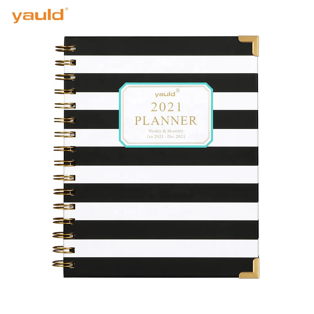 
2021 New Design Custom Luxury Life Journal Notebooks Agenda Student Teacher Stripe Weekly Monthly Daily Planner 