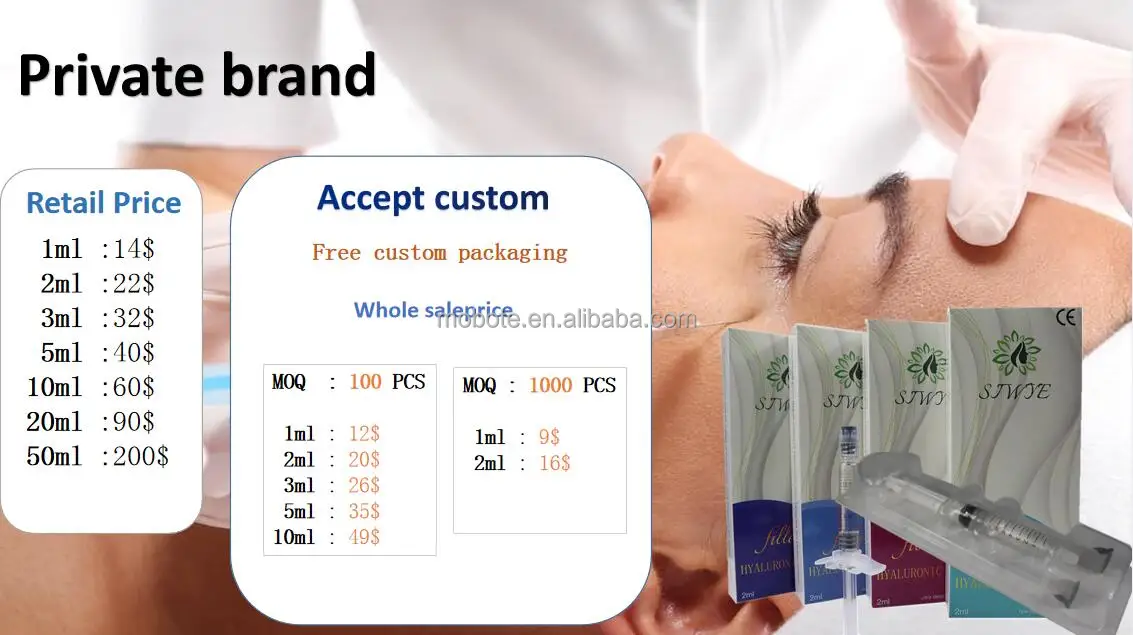 High quality medical grade 2ml 20ml lips face deep hyaluronic acid