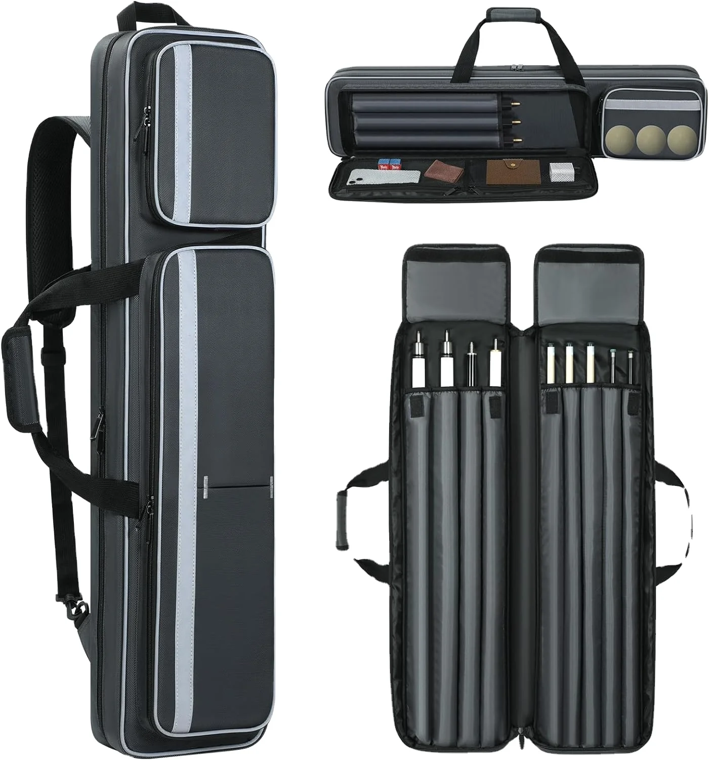 4 B * 5 S custom logo 9 hols Pool Cue Carrying Case 4 Butts and 5 Shafts  Soft Padded Billiard Stick Bag