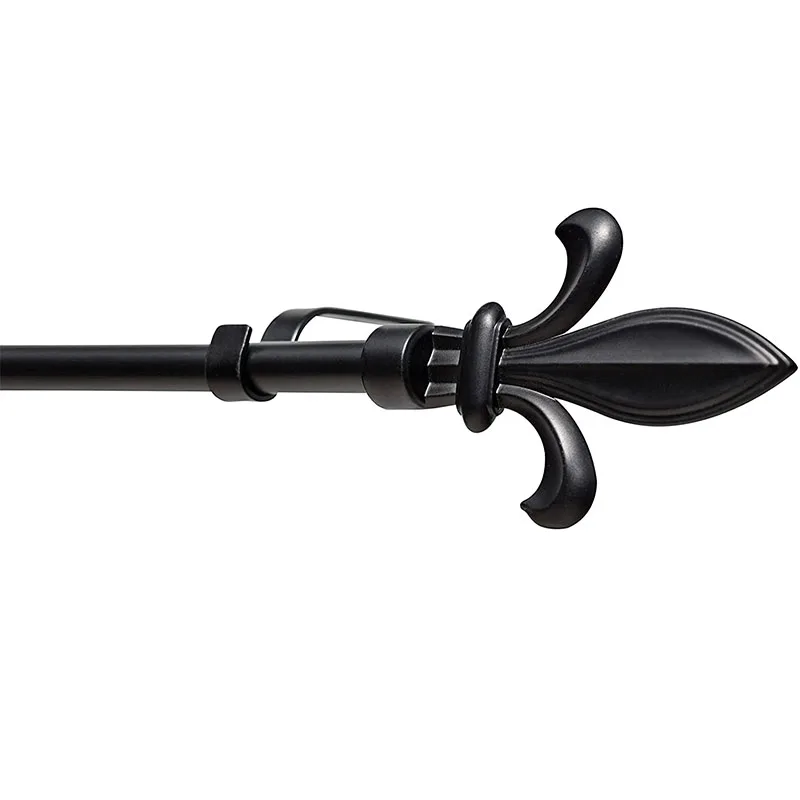 Gold Extendable Metal Single Window Rod For Curtains With Twisting Finials Adjustable Iron Curtain Rod