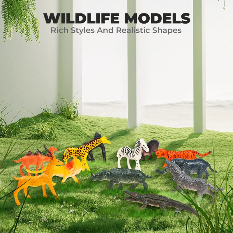 Realistic Animal Figure Toys Plastic Solid Zoo Animal Toy Set Assorted Animal Figurines for Kids Toddlers