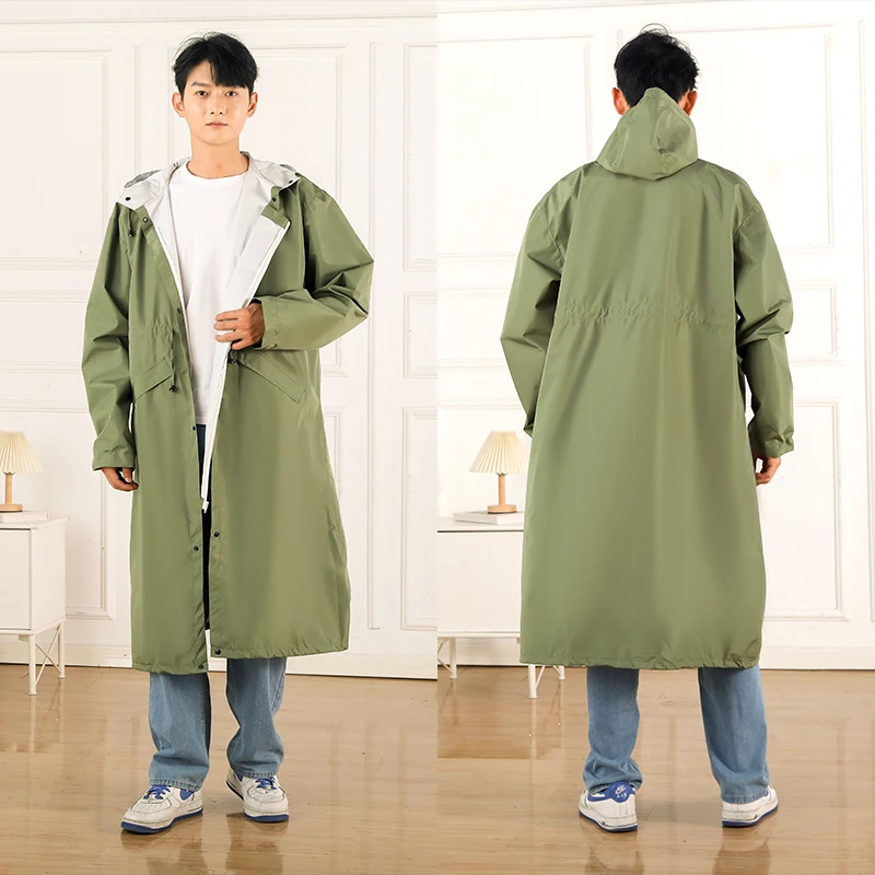 men Rain Jacket Waterproof Long Rain Coats Hooded Windbreaker Lightweight Raincoats Travel Hooded Coats