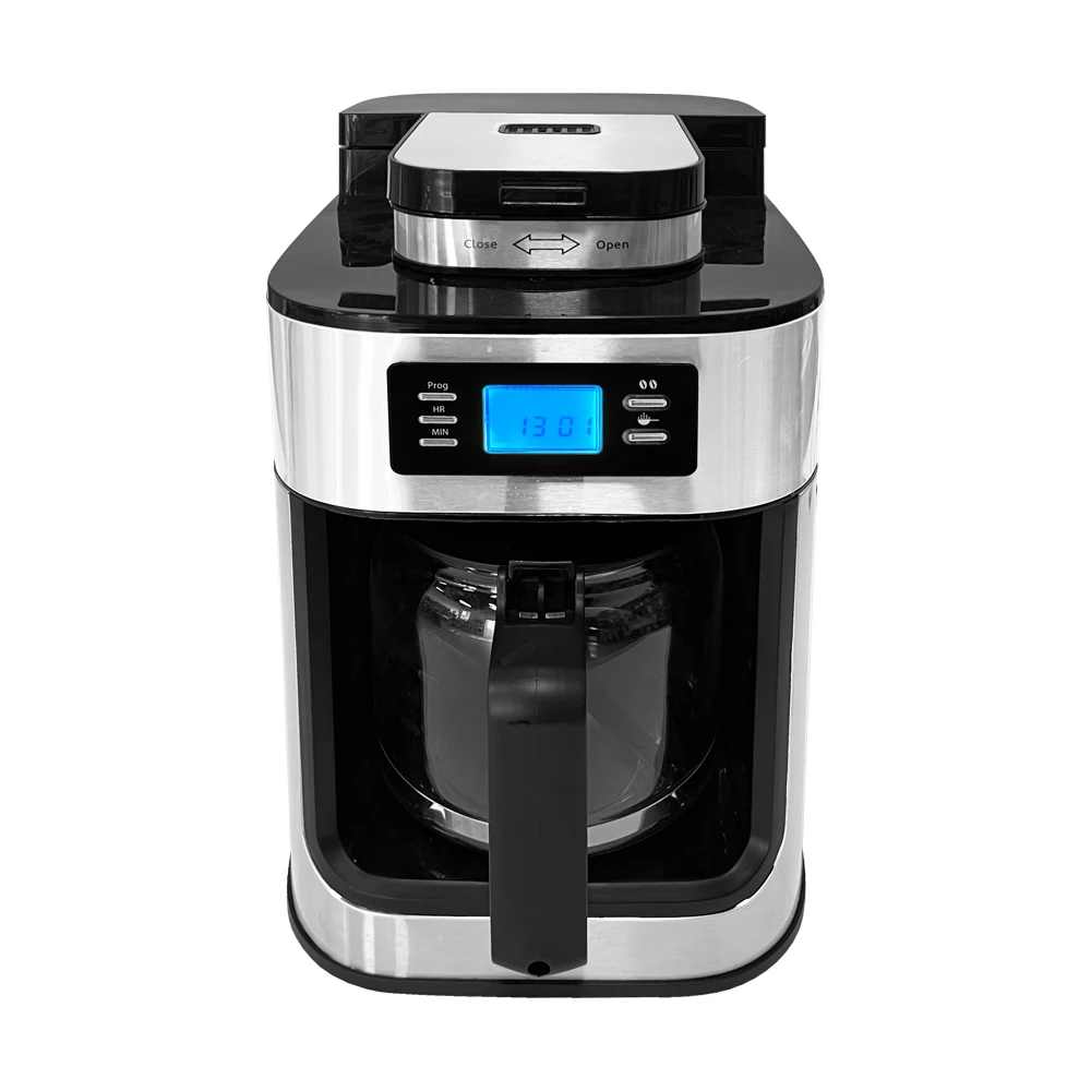 2024 New Arrival Fully Automatic Coffee Machine Multifunctional Stainless Steel Drip Coffee Makers with Bean Grinder for Office