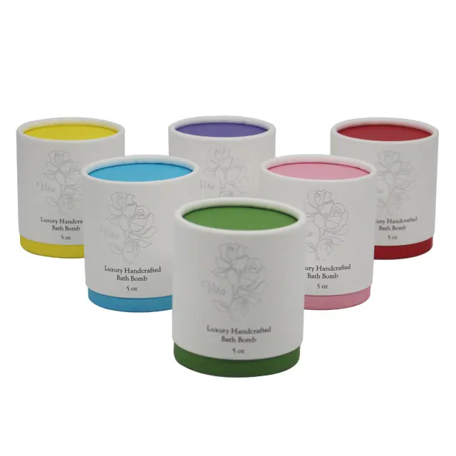 eco-friendly handmade soap cardboard cylinders packaging luxury design paper tube for bath bomb packaging