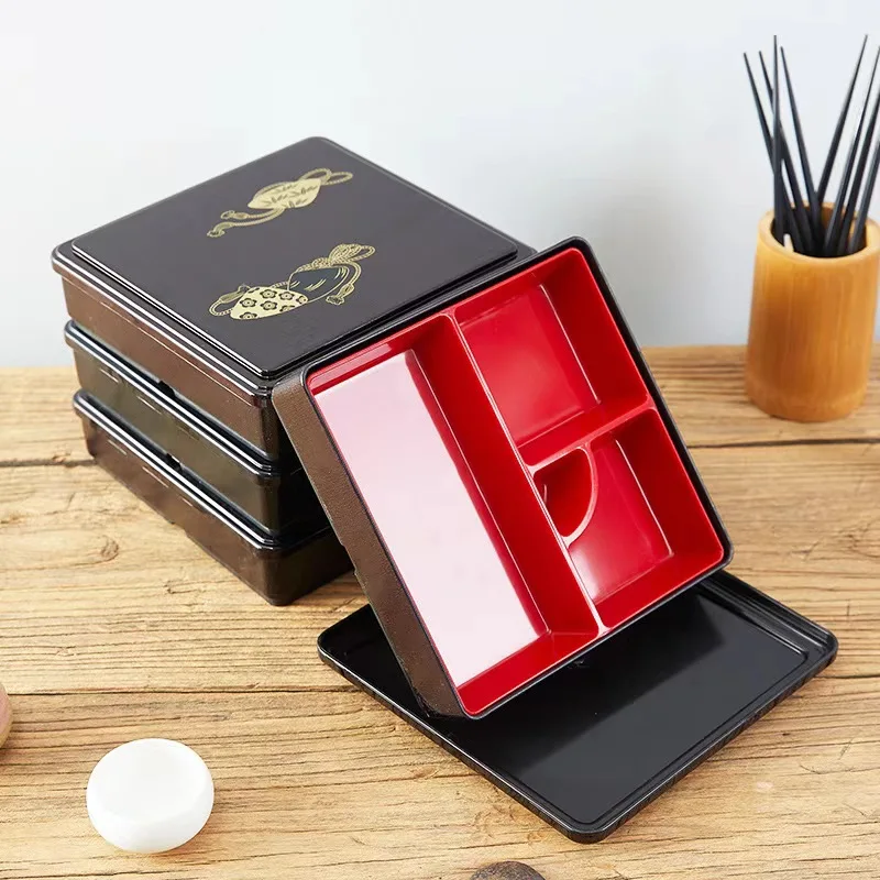 2024 Новый Bento Box 4 отсека японский контейнер для еды Sushi ланч пластиковая коробка с крышкой