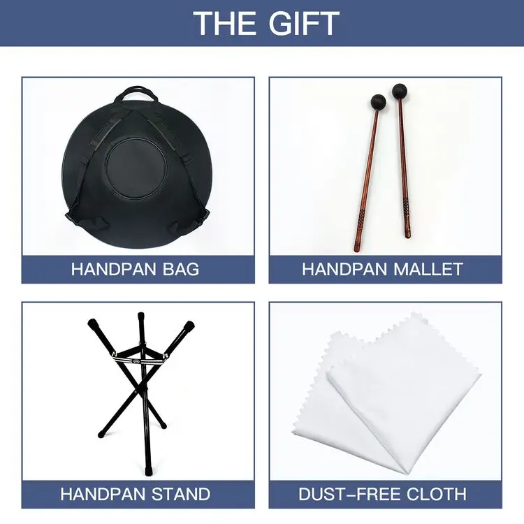 ASTEMAN Handpan drum Hand Percussion Drum Ice Age series 10 Note D minor Steel instruments with accessories