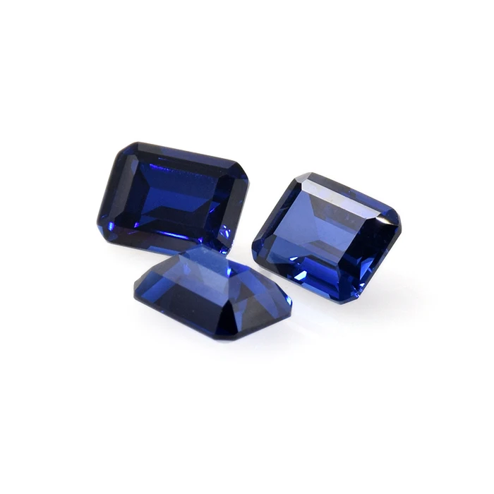Roomy Premium Jewelry Gems 5A Octagon Step Cut lab created Blue Sapphire Stone Loose Gemstones